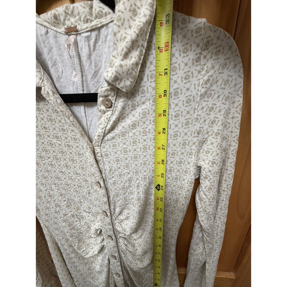 Free People Shayla Tan Mini Dress Size M Long Sleeve Button Up - Picture 9 of 11